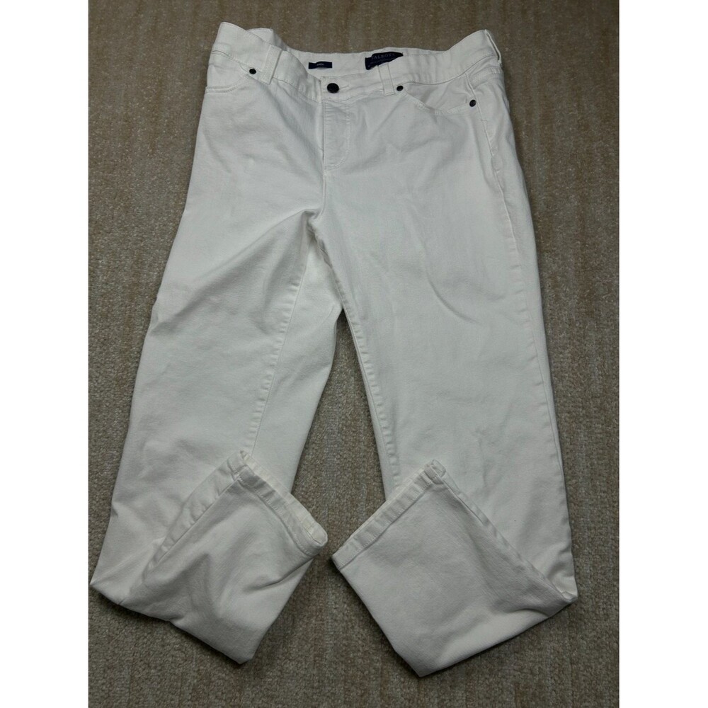 Talbots Ankle Pants Womens 12 White 5 Pocket Stretch Tapered Leg - Picture 2 of 13